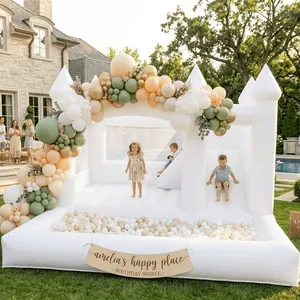 White Castle Bounce House with Slide and ball pit