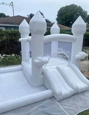 White Bounce House With Clouds