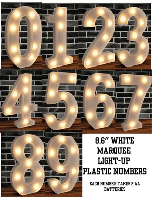 8.6 White Plastic Marquee Numbers