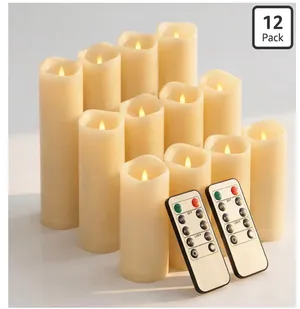 Pillar Candle 12 Pack Set (Battery Powered)
