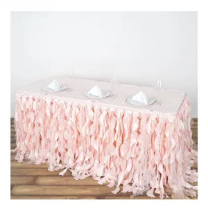 Curly Willow Taffeta Blush Table Skirt