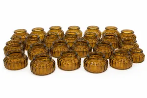 Amber Ribbed Glass Candle Holder (set of 30)