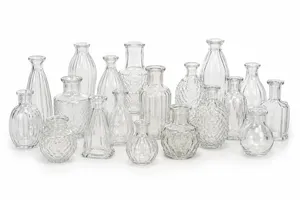 45 Clear Glass Bud Vases – Assorted Vintage Styles