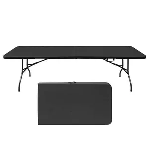 8 ft Black Rectangular Folding Table