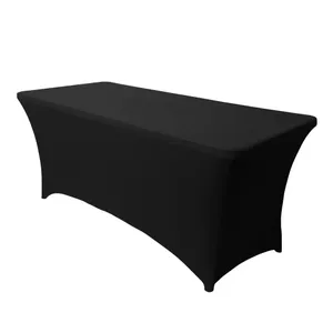 Black 6ft Fitted Stretch Rectangular Table Cloth Cover