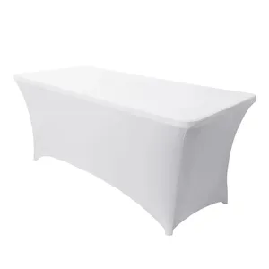 White 6ft Fitted Stretch Rectangular Table Cloth Cover