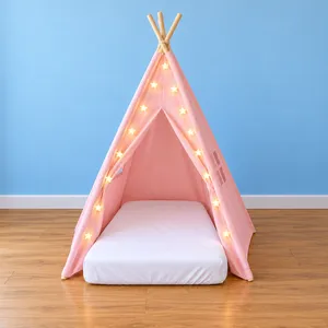 Individual Pink Teepee Sleepover Set – White Fitted Sheet