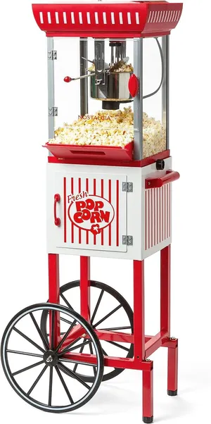 Vintage Popcorn Machine with Cart – Red & White