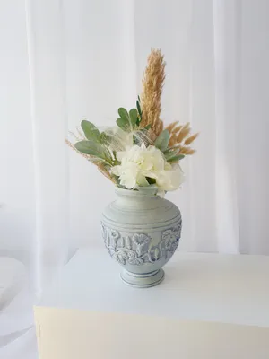 Mediterranean ceramic vase with arrangement
