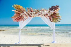 White classic blushing pampass arch CEREMONY ONLY AG2030A 