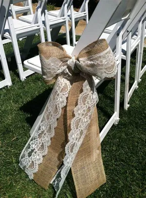 Burlap and lace bow sash CST2004 