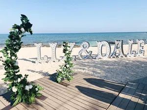 A-symmetrical foliage/floral arch CEREMONY & RECEPTION AG2015B