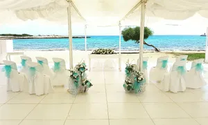 White wooden lantern with material and bunch arrangement CEREMONY ONLY AE2013A