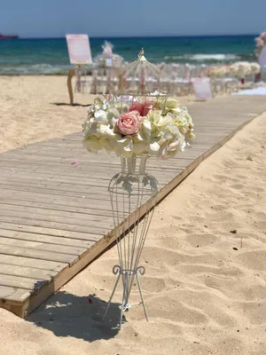 White vintage stand with floral base birdcage CEREMONY & RECEPTION AE2011B