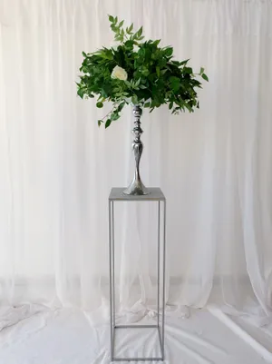 Metal frame stand with silver flower stand & arrangement CEREMONY ONLY AS2060A