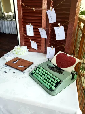 Vintage typewriter for guest book table