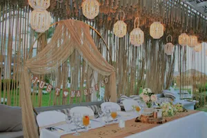 Vintage ring arch with drape and low arrangements CEREMONY & RECEPTION AG2025B