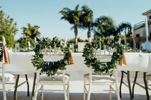 Full circle garland bride and groom chair backs CST2021 