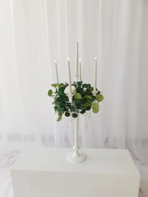 White candelabra with flowers TP2031