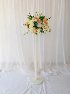 Slim white pole stand with arrangement CEREMONY ONLY AE2024B