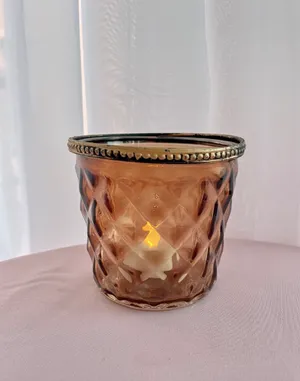 Brown & Gold Glass Votive
