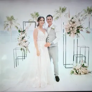 Black frame backdrop with pampass arrangements CEREMONY ONLY