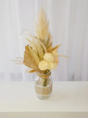 Mason jar with ribbon and flowers TP2070