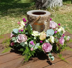 Rustic lantern with flower/foliage base TP2002C 