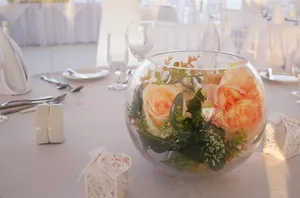 Floral filled fish bowl with fairy lights TP2026