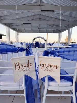 Rose gold bride and groom chair flags CST2022