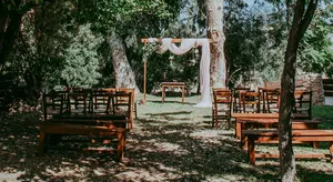 Rustic square arch with drape and 