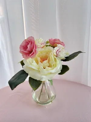Mini Bulb Vase with Pink Angeliki Flowers