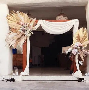 Rustic square arch with drape & 