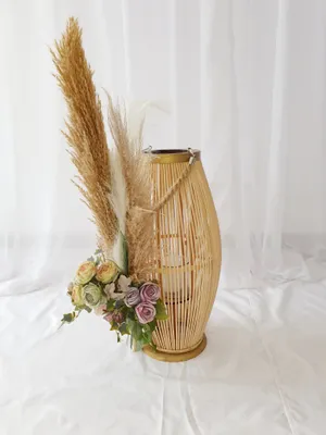 Natural wooden lantern with 