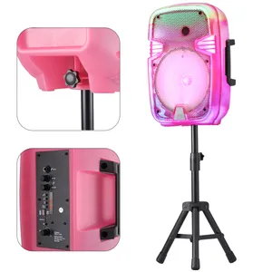 Portable Pink Bluetooth Party Speaker with Tripod Stand