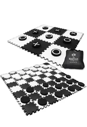 Giant Checkers & Tic Tac Toe Game (Black & White)