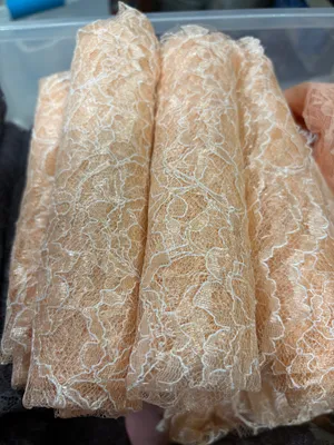 Larger Pieces of Peach Lace (cake table)