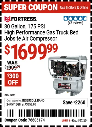 FORTRESS 30 Gal Truck Bed Air Compressor 1