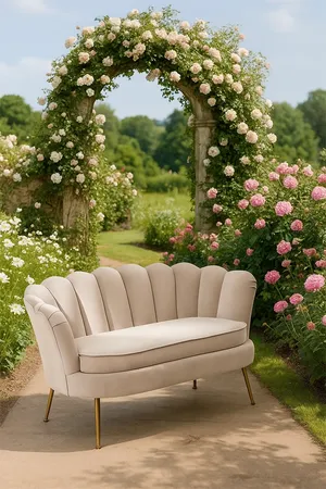 BANQUETTE EN VELOURS BEIGE JACKIE
