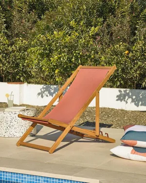 Chaise Chilienne/Transat en bois et tissu