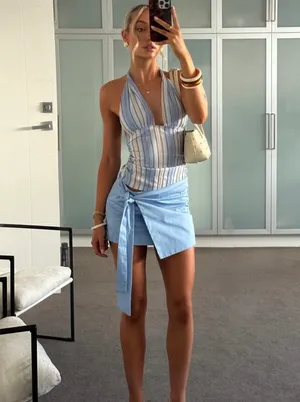 Benni Tiano Blue Stripe Mini Dress