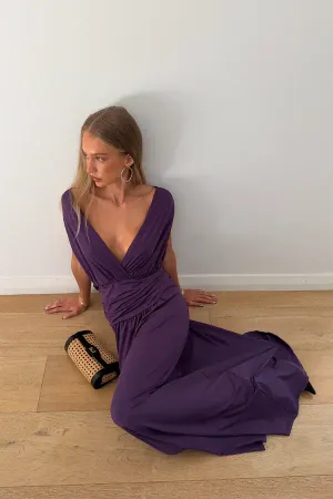 Hntr The Label Esme Gown in Plum