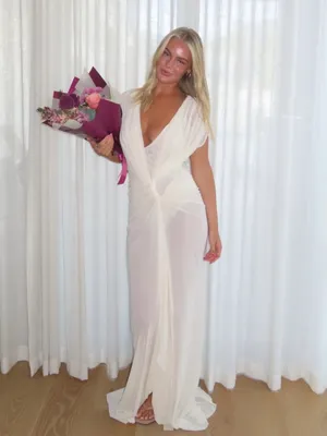 Bec & Bridge Leia Drape Gown - Buttercream