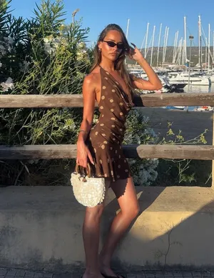 Benni Harlow Halter Mini in Espresso Polka Dot