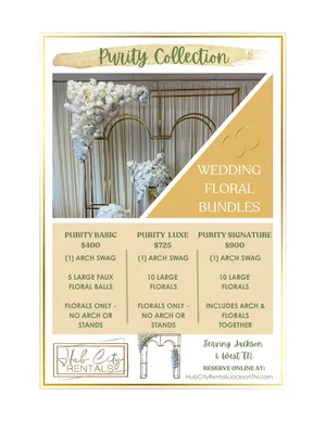 Purity Signature - Arch swag, Arch & 10 Floral arrangements