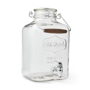 Glass Clamp Lid Beverage Dispenser 2gl.