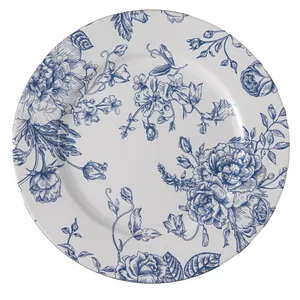 Navy Blue French Toile Acrylic Charger
