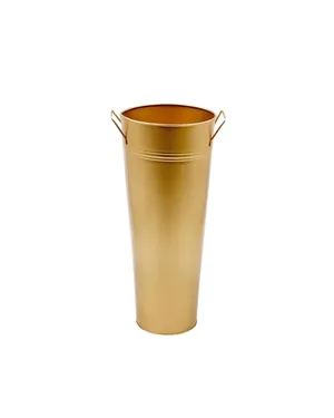 Gold Metal Flower Bucket 