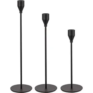 3 Matte Black Candle Stick Holder Set