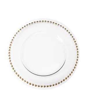 Clear Glass Gold Beaded Charger